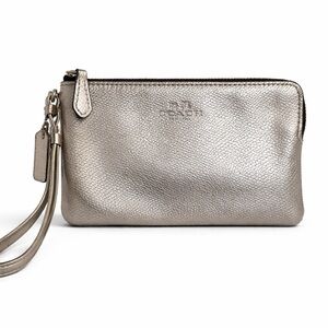 Coach Metallic Silver Wristlet